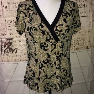 Crew knit wear XL Black Multi Color wrap blouse